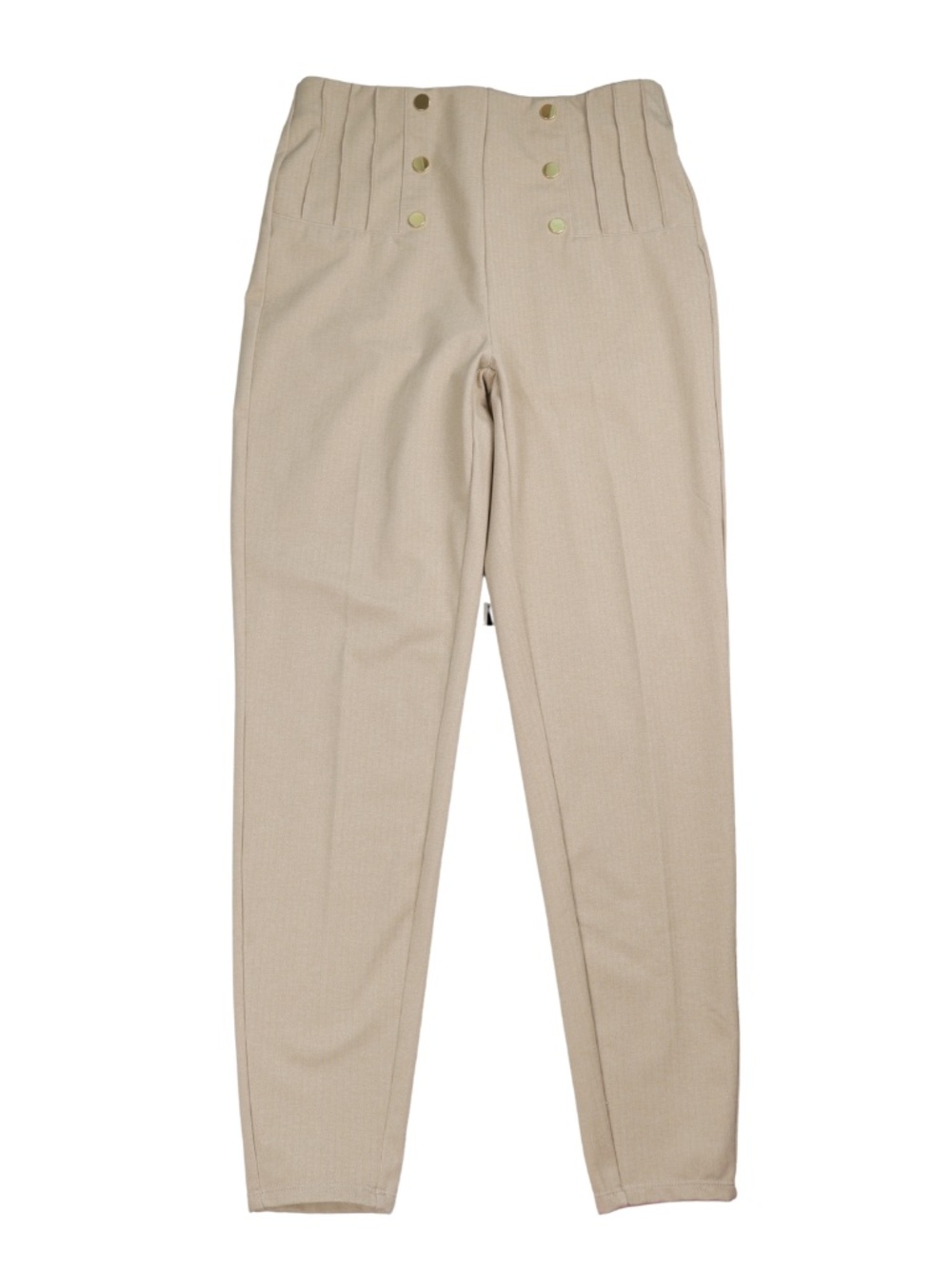 Halara Beige High Rise Gold Button Detail Tapered Pants M 7/8